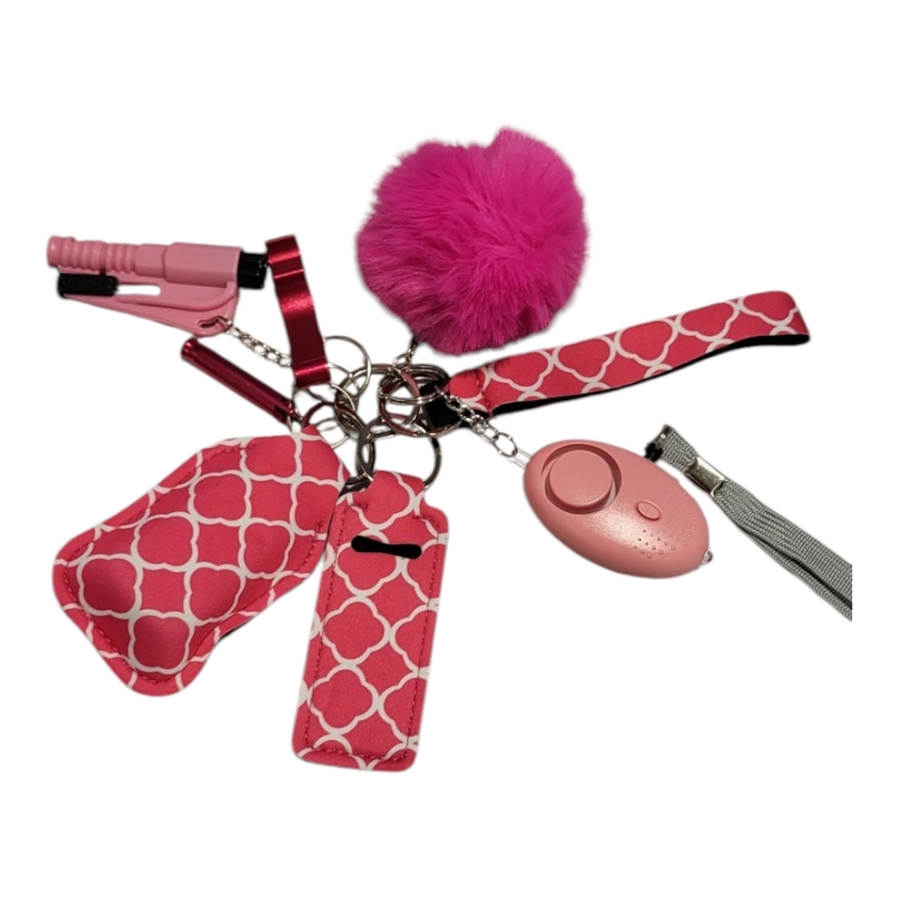 New 9pc Pink Keychain